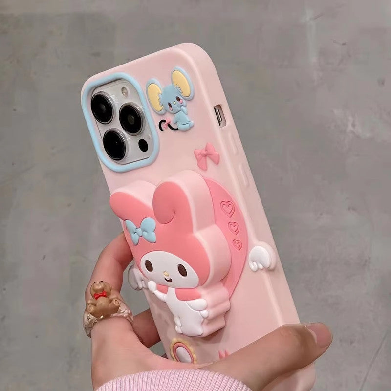 Cute 3D My Melody Cinnamoroll Cartoon Adorable Kitty Pink Bunny Pop Case